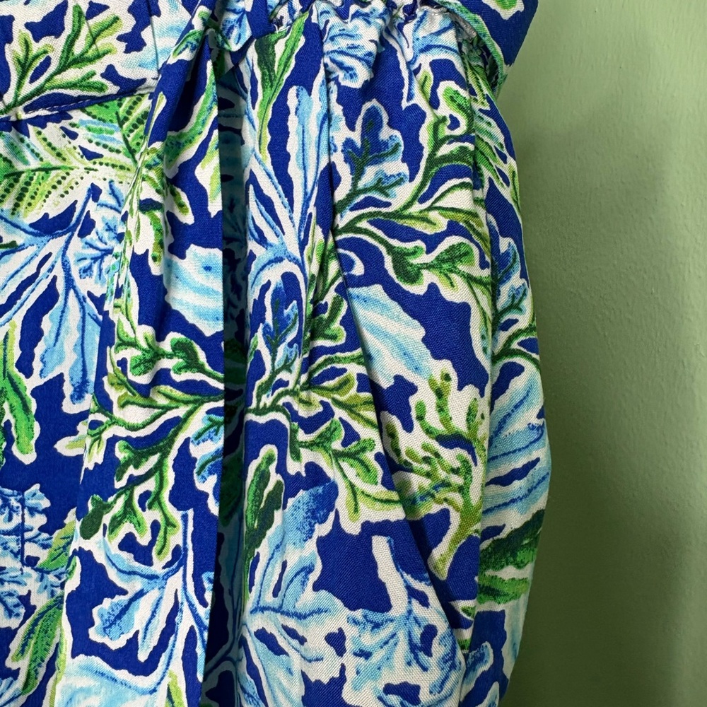 Floral Blue and Green Women's Shorts - Picture 3 of 7